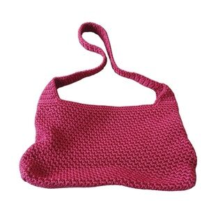 The Sak | Women’s Raspberry Pink Crochet Knit Shoulder Handbag Bags